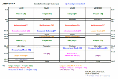 Emploi Du Temps Cp 12 13 Les Bonnes Notes De Jr